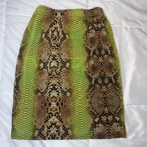 Lime Sheer Snake Print Skirt